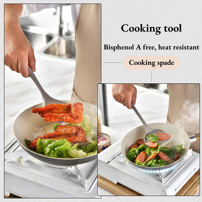 15-Piece Khaki Food-Grade Silicone Kitchen Utensil Set