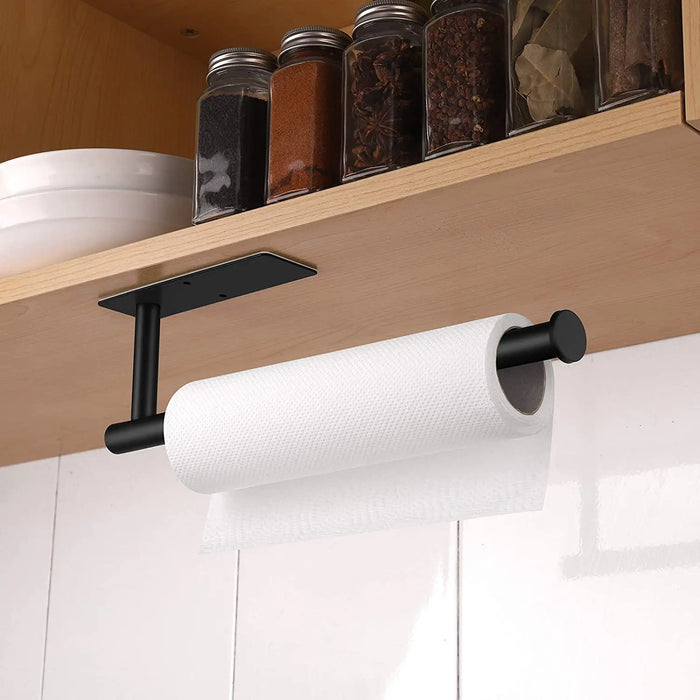 Stainless Steel Punch-Free Paper Towel Holder – Under-Cabinet Roll & Film Dispenser