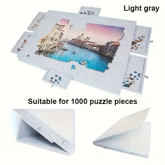 6-in-1 Tiltable Puzzle Desk with 6 Drawers — Holds 1,000 Pieces, Decorative Storage