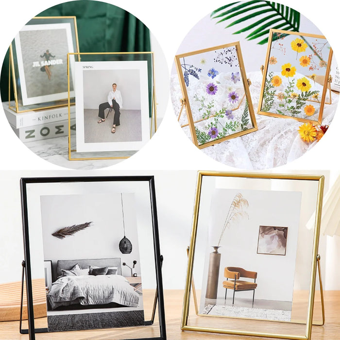 4- & 6-inch Metal Floating Photo Frame — Gold or Black with Transparent Acrylic Panels