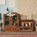 Nordic Solid Wood Retro Double-Door Display Cabinet — Desktop Storage for Cosmetics & Sundries