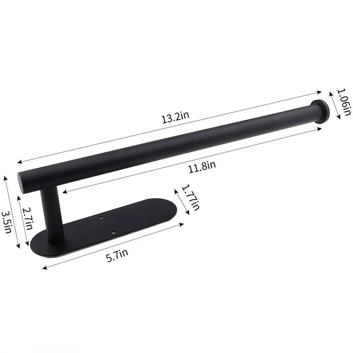 Adhesive Paper Towel & Toilet Roll Holder — ABS Plastic, 33cm, Black (Pack of 2)