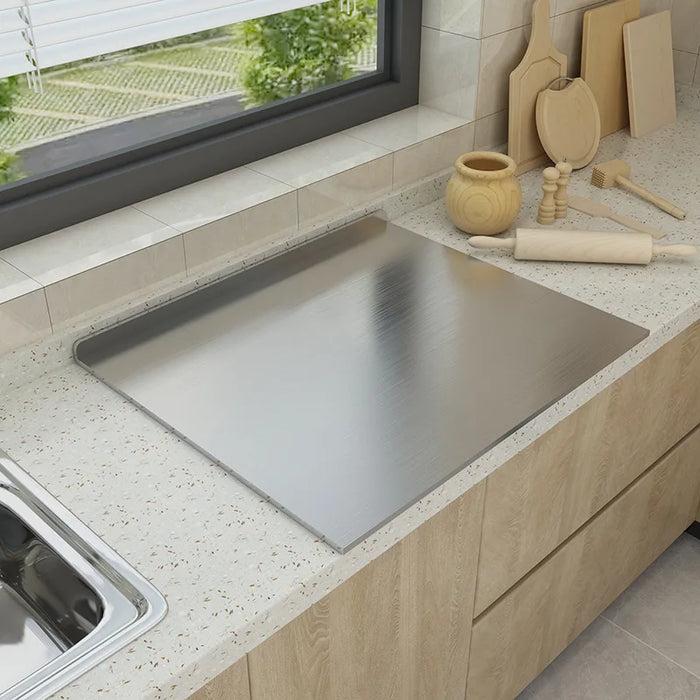L-shaped Stainless Steel Double-Sided Chopping Board — Large Cutting & Kneading Panel