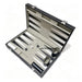 Backgammon & Chess Folding Set in Stitched Black Leatherette Case