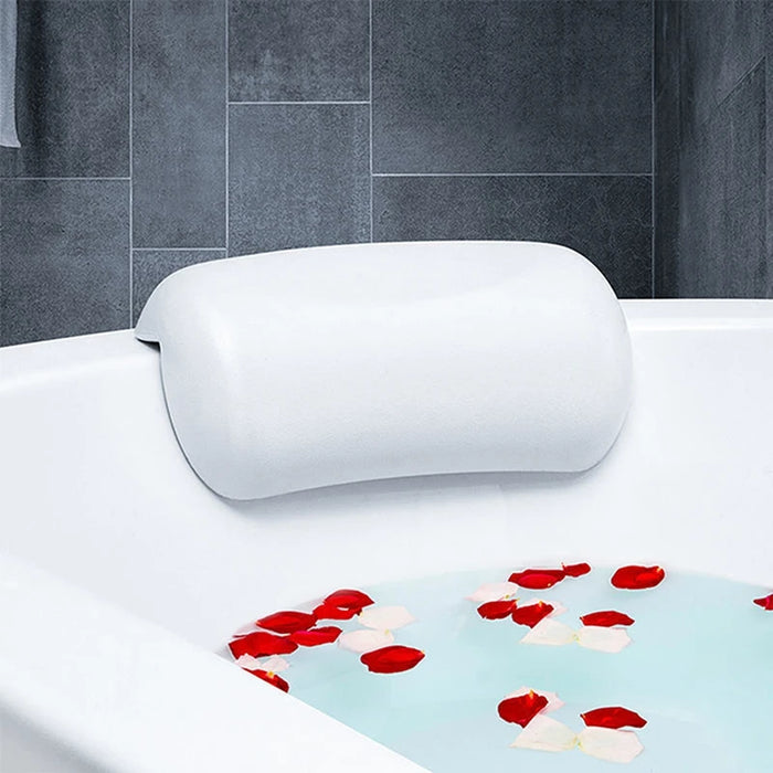 Spa Bath Pillow with Suction Cups – Soft Waterproof PU Neck Cushion