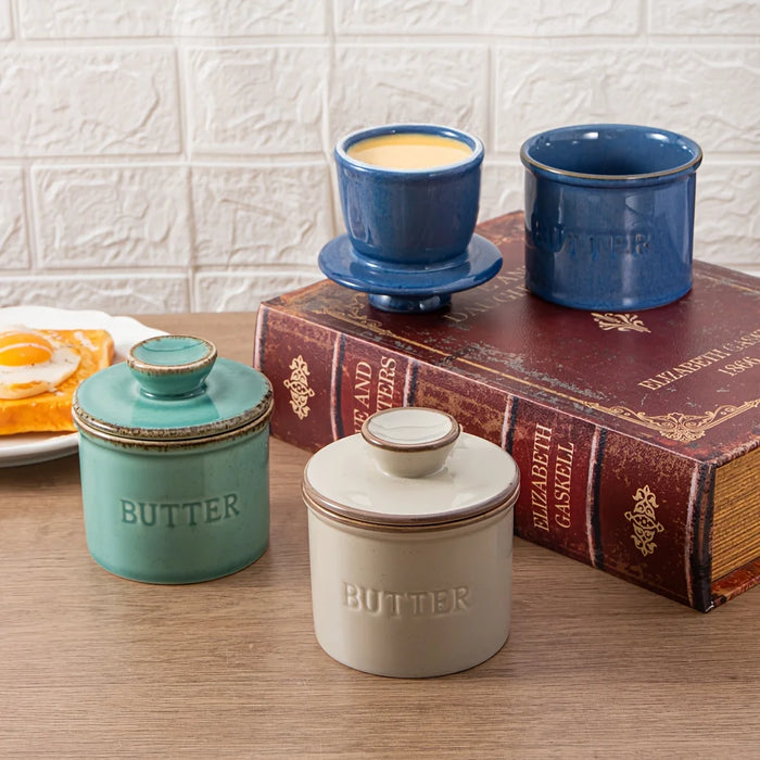 Kiln-turned Ceramic Butter Dish with Lid — Round Countertop Storage