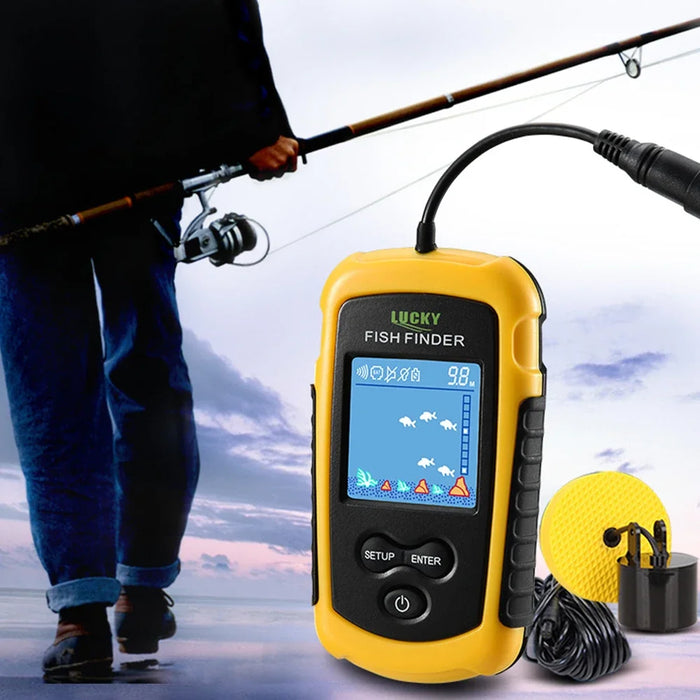 Portable Colour LCD Fish Finder – 100m Depth, Wired Sonar