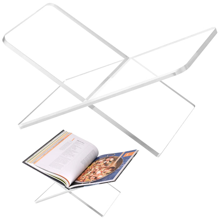 Acrylic Book Stand — Folding Display Holder for Cookbooks, Bibles & Texts (S/L, Black/White/Clear)