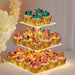 Acrylic 3/4-Tier Square Cake & Cupcake Stand with LED Lights