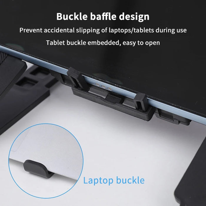 Foldable Laptop Cooling Stand with Single Fan - Portable Elevated Notebook Holder