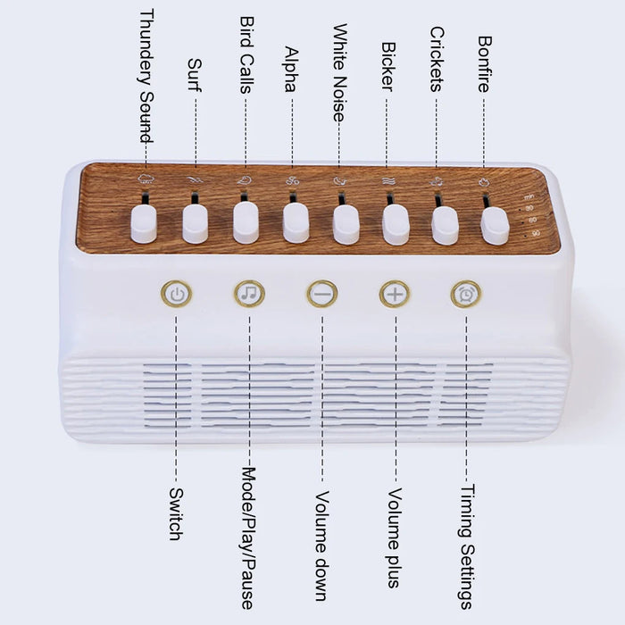 Baby White Noise Machine — 8 Natural Sounds, Bluetooth Speaker, 1200mAh