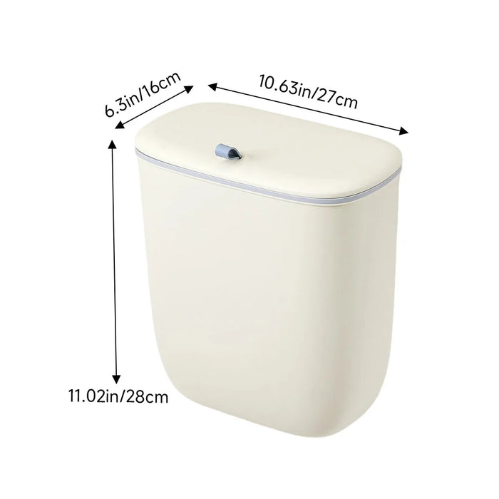 12L Hanging Kitchen & Bathroom Bin with Lid — Door or Wall Mount