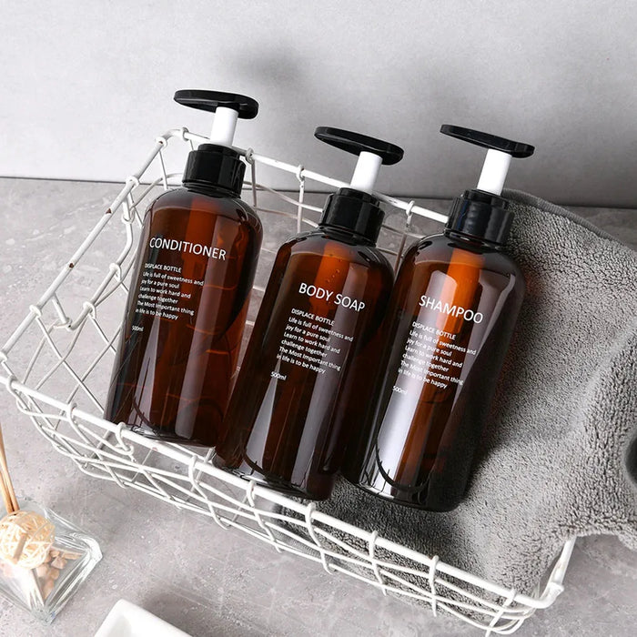 Refillable Pump Dispenser Set for Shampoo, Conditioner & Body Wash — 500 ml (1 or 3 pack)