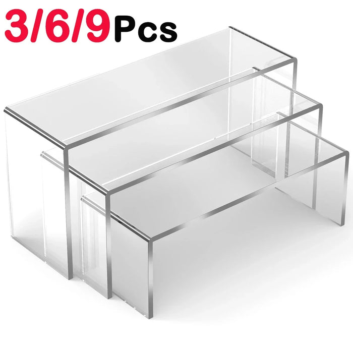 Acrylic Display Stands — 3/6/9/12 Pack Clear Mini Organisers for Perfume, Dolls & Jewellery