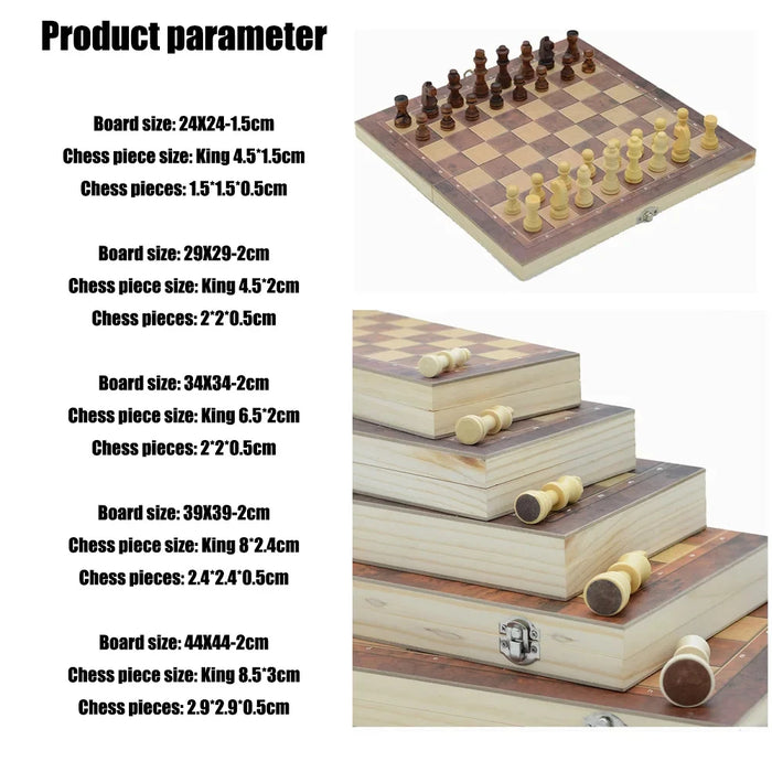 3-in-1 Board Game Set – Chess, Checkers & Backgammon with Dice