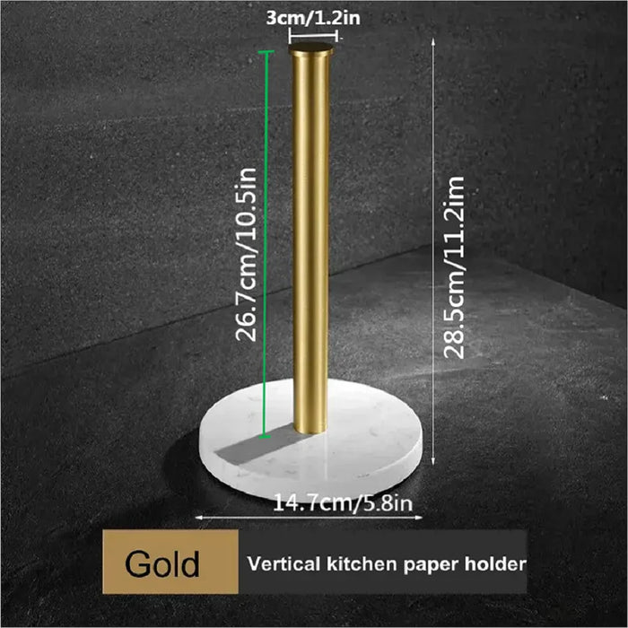 Marble Perforation‑Free Vertical Roll Paper Rack — Nail‑Free Floor Holder for Kitchen Wraps