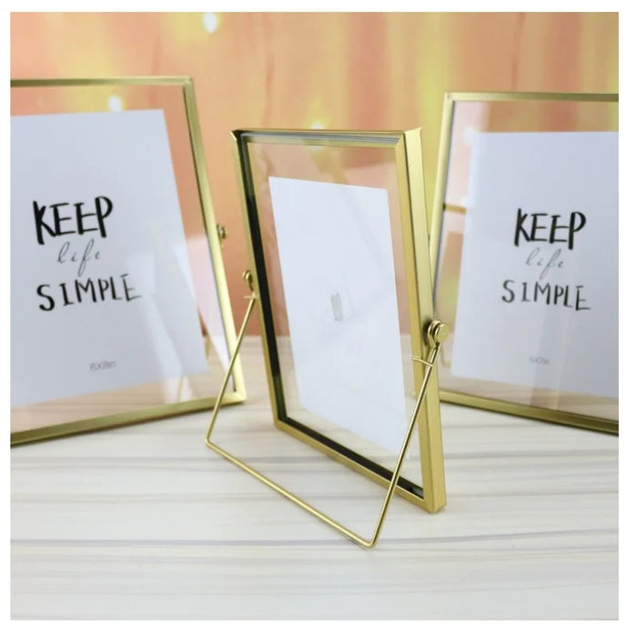 4- & 6-inch Metal Floating Photo Frame — Gold or Black with Transparent Acrylic Panels