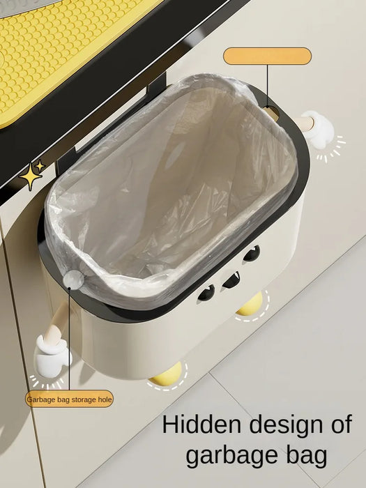 Cream Wall-mounted Kitchen Bin with Lid — 9L / 12L (DIY option)