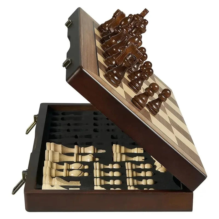 39.3cm / 15.47in Magnetic Wooden Folding Chess Set with 2 Extra Queens – Travel & Tournament