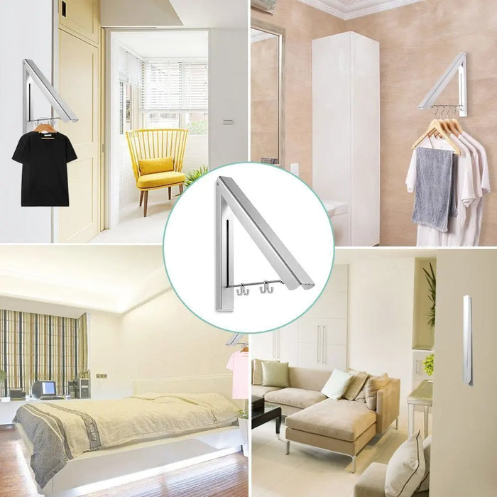 Folding Wall-Mounted Clothes Airer – Space-Saving Coat & Shirt Rack