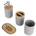 4-piece Bamboo-Accent Bathroom Set — Dispenser, Toothbrush Holder, Tumbler & Soap Dish