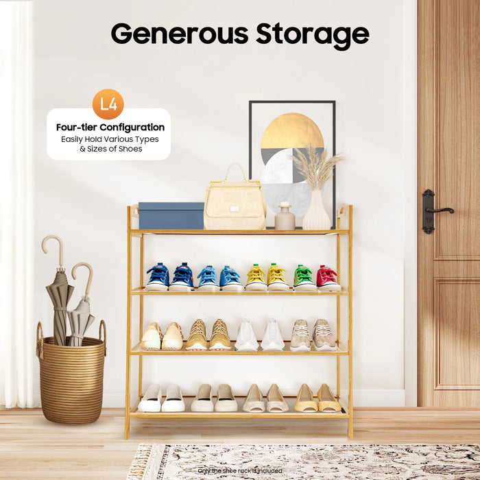 4-Tier Bamboo Shoe Rack – Free‑standing, Stackable Organiser for Hallway & Closet