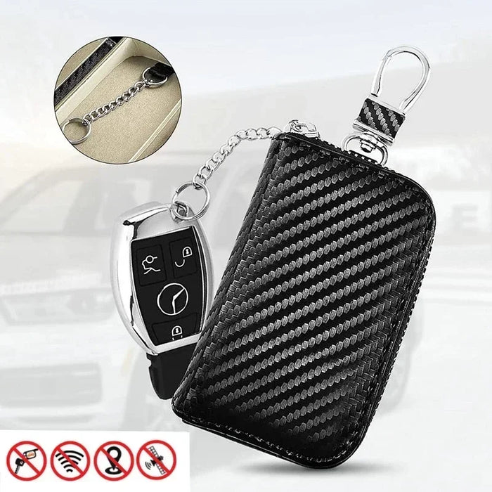 Signal‑Blocking Key Fob Pouch — Faraday RFID Protector (Black)