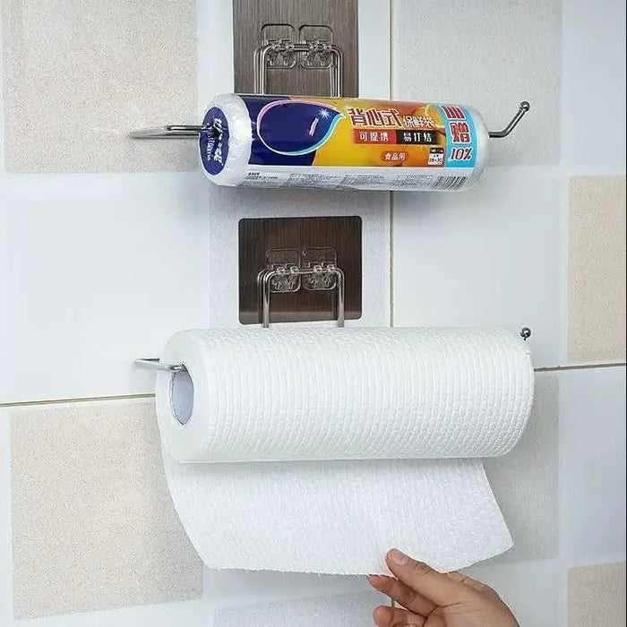 Under-Cabinet Self-Adhesive Paper Towel Holder — Stainless Steel, 27 x 7 cm