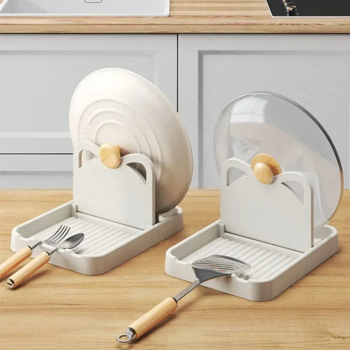 Multifunctional Lid & Spoon Holder — Plastic Stand for Pots, Spatulas & Spoons