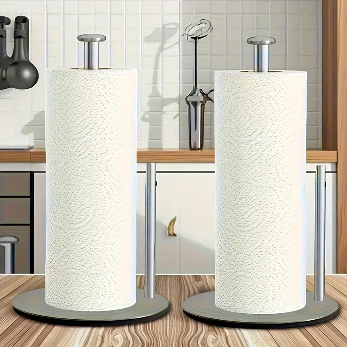 Stainless Steel Paper Towel Holder with Weighted Base — Heavy-Duty Countertop Dispenser