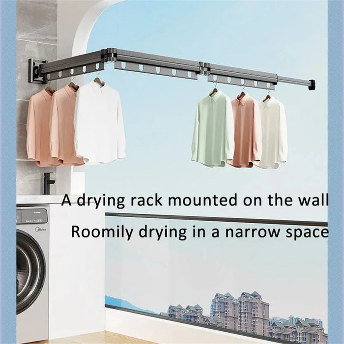Foldaway Wall-mounted Clothes Dryer — White Aluminium Alloy, Retractable