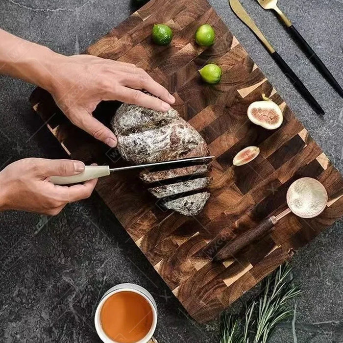 Thick Acacia Double‑Sided Checkerboard Wooden Cutting Board – Non‑slip