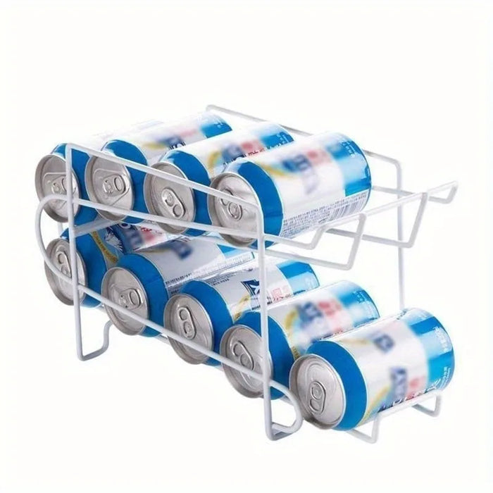 Double-Layer Metal Can Rack — 10-Can Fridge & Pantry Organiser, 35 x 15 x 19cm