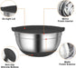 6-Piece Stainless Steel Nesting Mixing Bowls with Black Lids and Non-Slip Bases