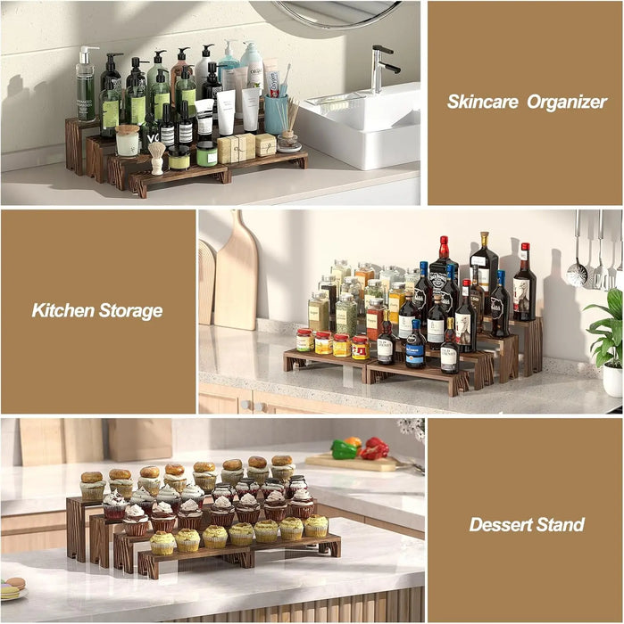 Stackable Wooden Tiered Riser Stands – Cupcake & Dessert Display (4 or 8pcs)