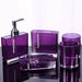 5‑Piece Purple Acrylic Bathroom Set — Emulsion Bottle, Toothbrush Holder, Soap Dish & 2 Cups