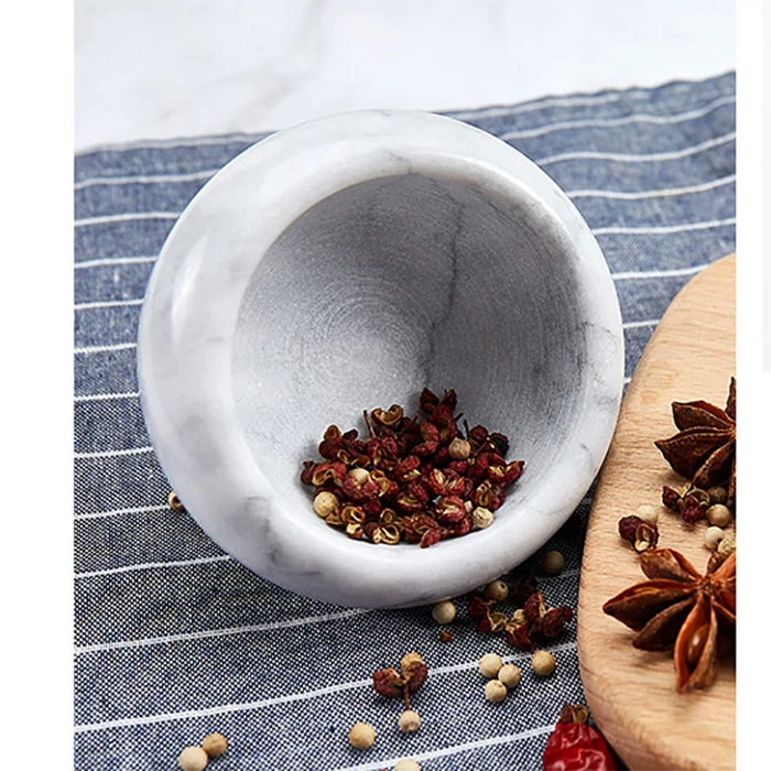 Marble Mortar & Pestle — White Marble Herb and Spice Grinder