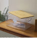 Reusable Plastic Medicine Box with Bamboo-style Cover — Black, Solid-colour
