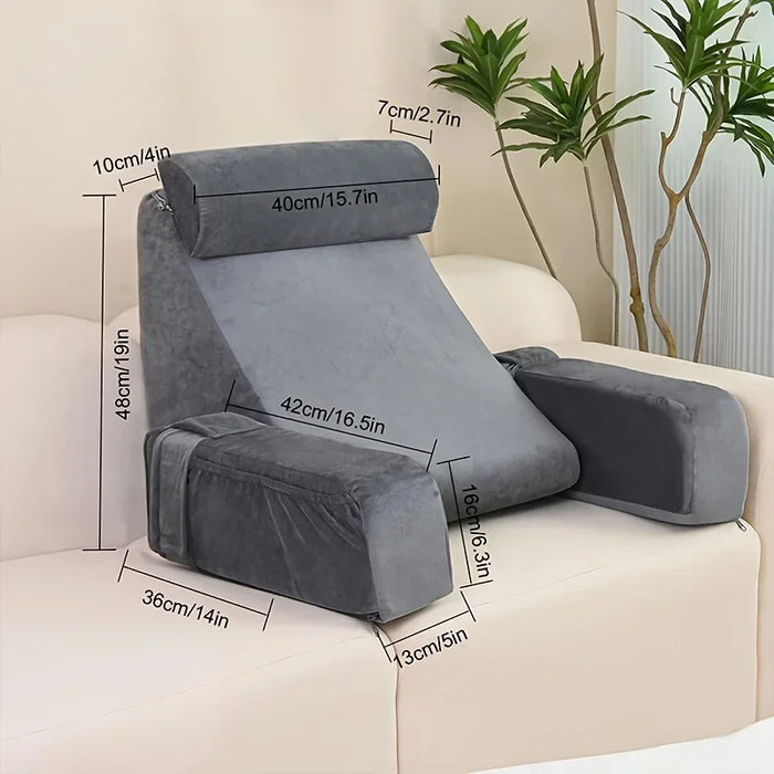 Extra-Large Memory Foam Reading Pillow with Armrests — Bed & Chair Backrest for TV and Gaming
