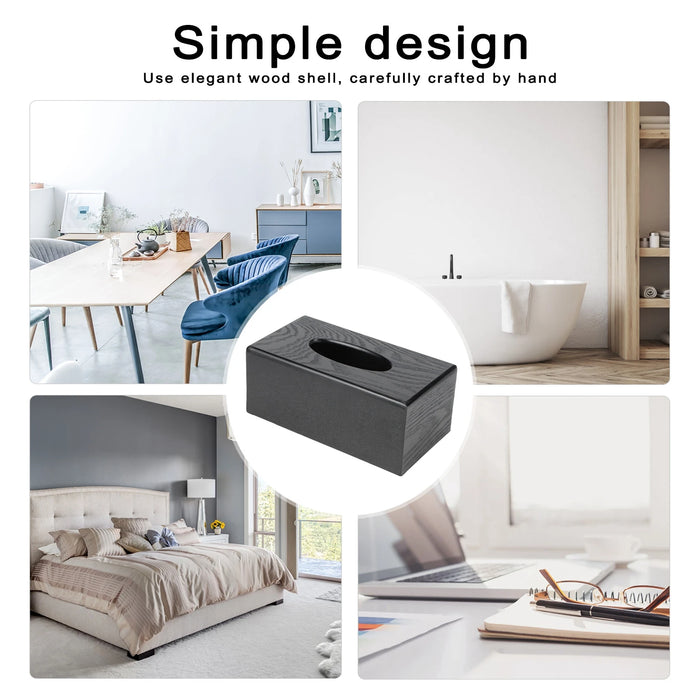 Black Wooden Tissue Box – Elegant Napkin Holder for Home & Hotel
