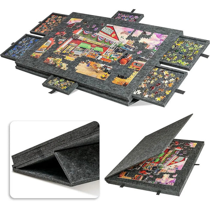 Tilting Puzzle Board with Stand and Cover — Portable 1000‑Piece Jigsaw Table with 6 Drawers