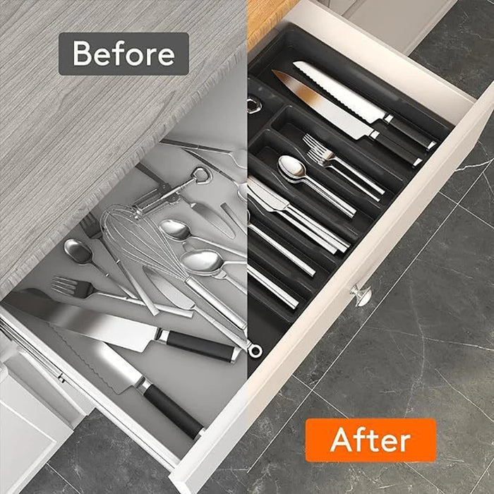 Expandable Cutlery Tray – Adjustable Drawer Utensil Organiser (PP)