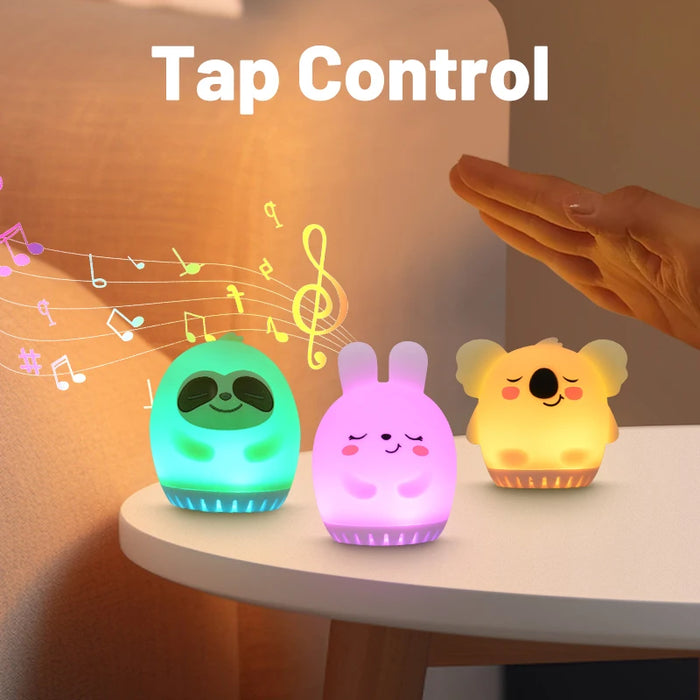Mini Rabbit White Noise Machine & LED Night Light — 20 Soothing Sounds, USB‑C Rechargeable Silicone Sleep Aid