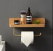 Wall-Mounted Toilet Roll Holder with Shelf — Brass & Wood, Stainless Steel