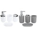 4‑Piece Plastic Bathroom Accessory Set — Soap Dispenser, Storage & Rinse Cups, Soap Dish