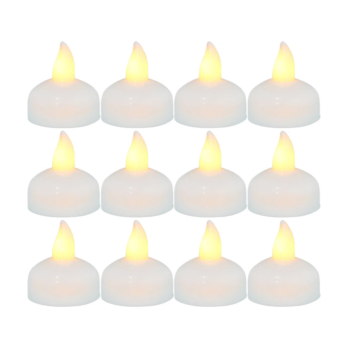 12-Pack LED Floating Tea Lights — Waterproof Flameless Flicker