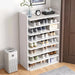 5/7/8-Tier Freestanding Shoe Rack — White MDF Organiser for Entryway