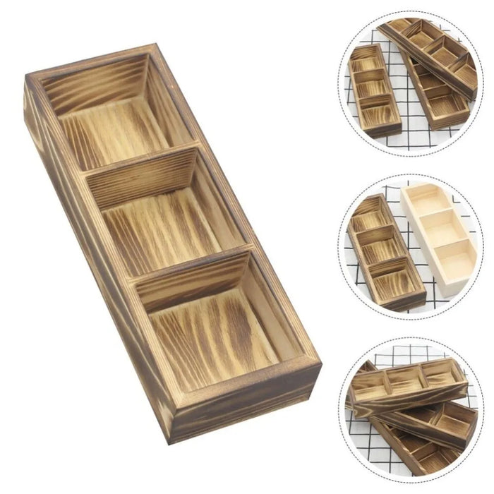 Solid Wood Retro Tea Bag Holder — Multi-Compartment Desktop Storage (White/Brown)