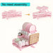 2-Tier Metal Dish Drying Rack with Drainboard — No Assembly, Foldable (Pink)