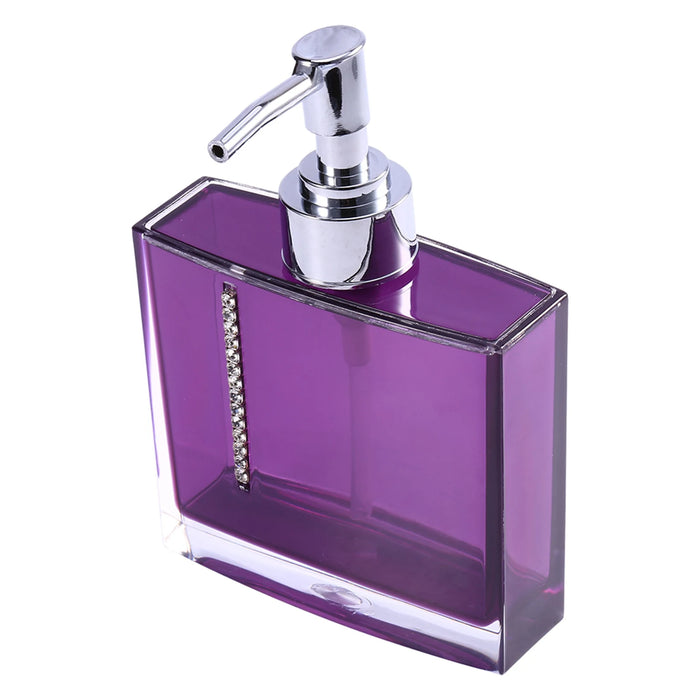 5‑Piece Purple Acrylic Bathroom Set — Emulsion Bottle, Toothbrush Holder, Soap Dish & 2 Cups